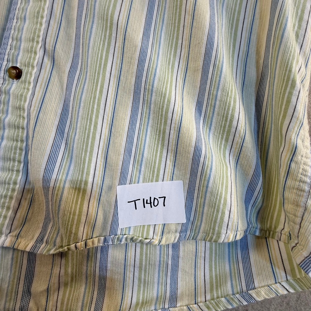 Eddie Bauer Mens Large Relaxed Fit Short Sleeve Striped Cotton Button Down Shirt - Picture 2 of 7
